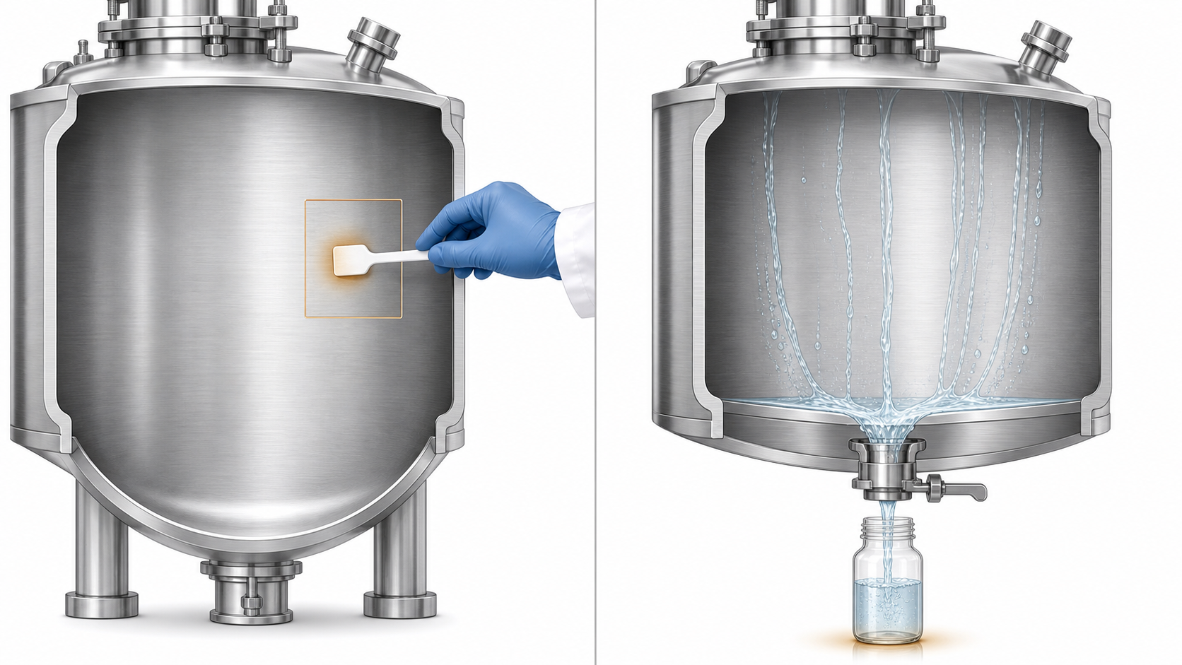 Swab and rinse sampling methods used to verify residue limits on pharmaceutical equipment